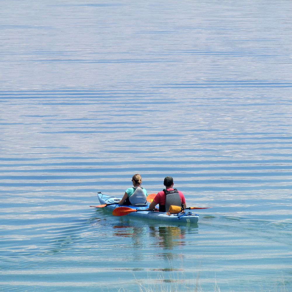 Kayakers on Yellowstone Lake by Dawn Webster . Original public domain image from Flickr