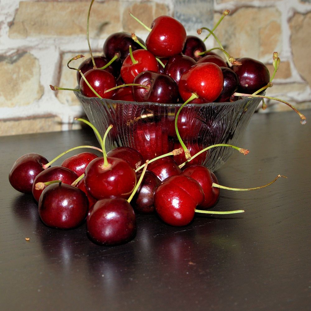 Bowl full of red cherries. Free public domain CC0 photo.