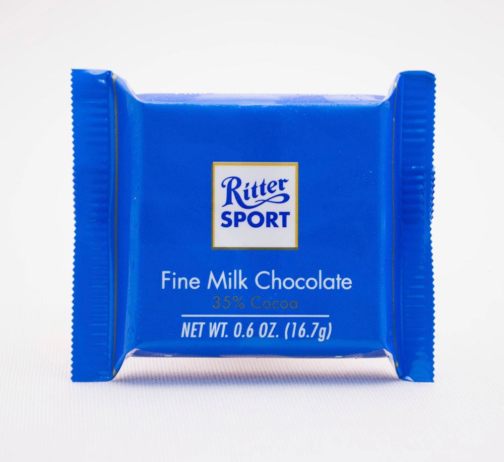 Ritter Sport, milk chocolate bar. Location unknown - April 5, 2016