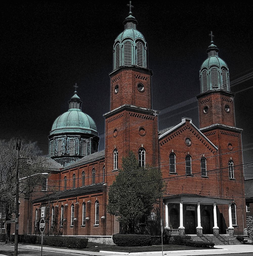 Historical church architecture in Buffalo, New York. Free public domain CC0 image.