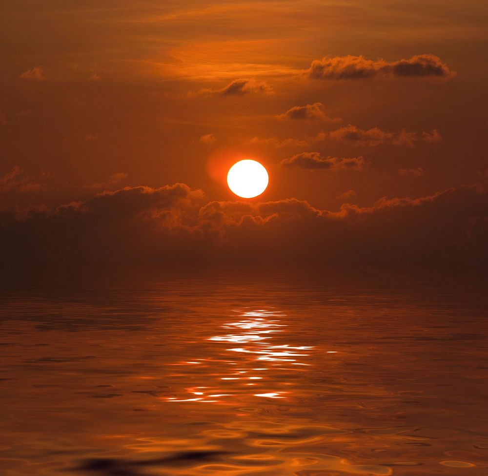 Sunset over ocean background. Free public domain CC0 photo.