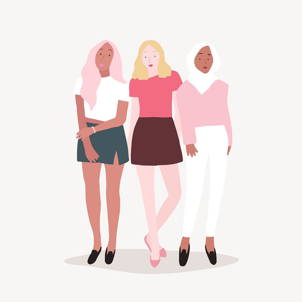 Diverse women clipart, character illustrations vector