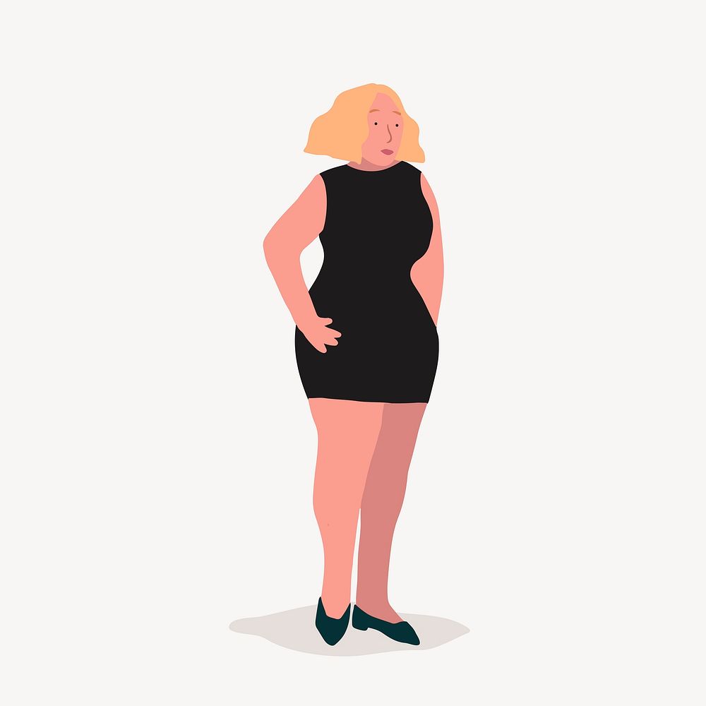 Curvy woman collage element, character illustration vector