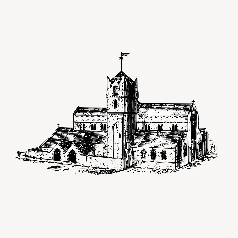 Medieval castle clipart, vintage architecture illustration vector. Free public domain CC0 image.