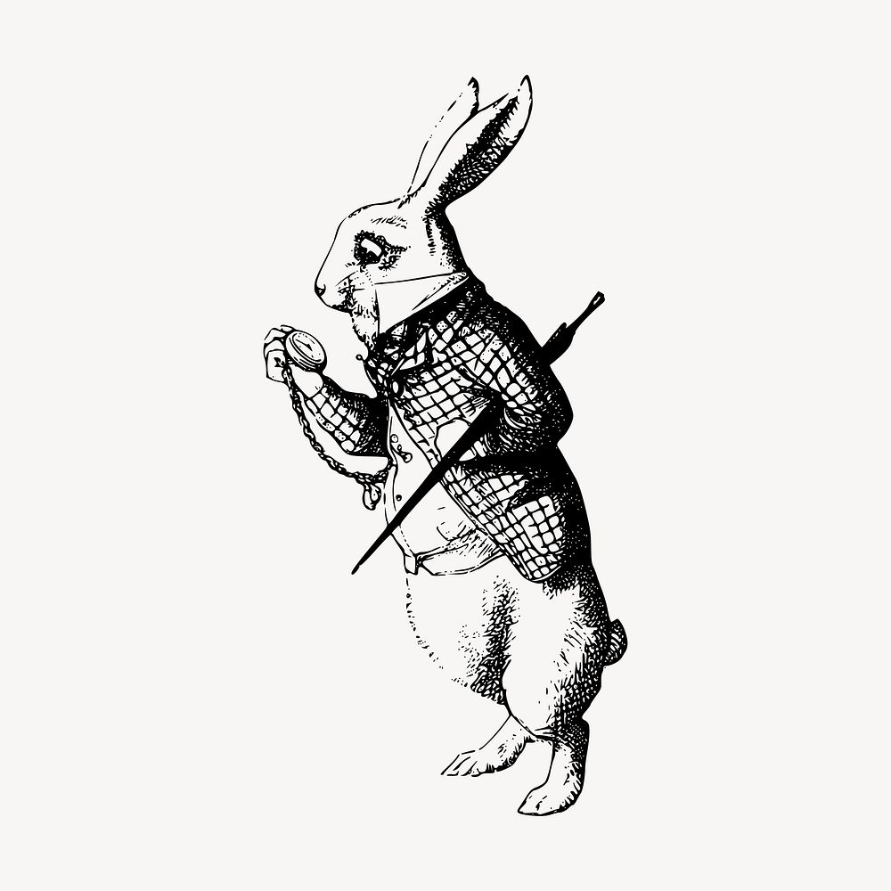 White Rabbit clipart, Alice In Wonderland character illustration vector. Free public domain CC0 image.