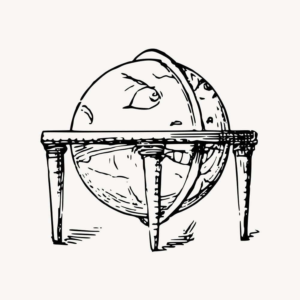 Villain comic character clipart, vintage globe illustration vector. Free public domain CC0 image.