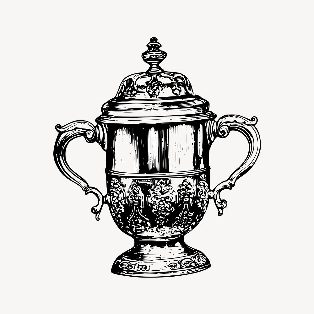 Trophy clipart, vintage object illustration vector. Free public domain CC0 image.