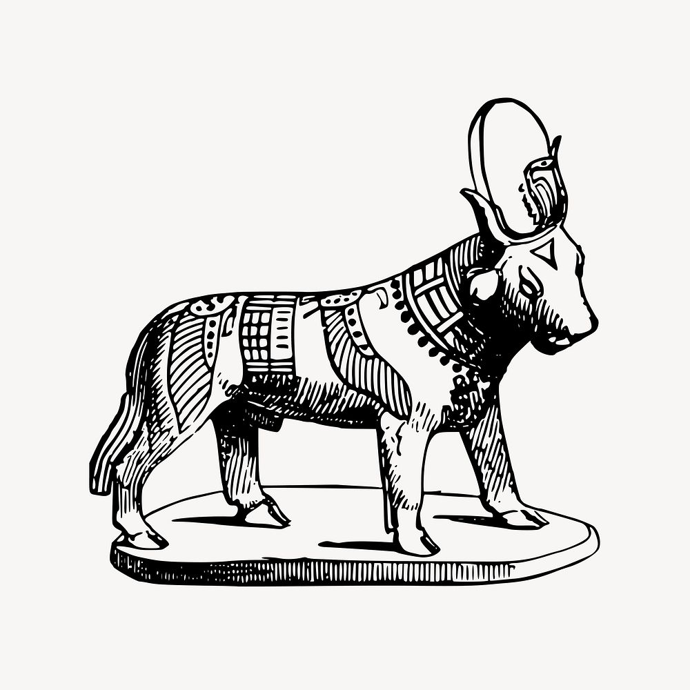 Greek Apis god clipart, sacred bull deity illustration vector. Free public domain CC0 image.