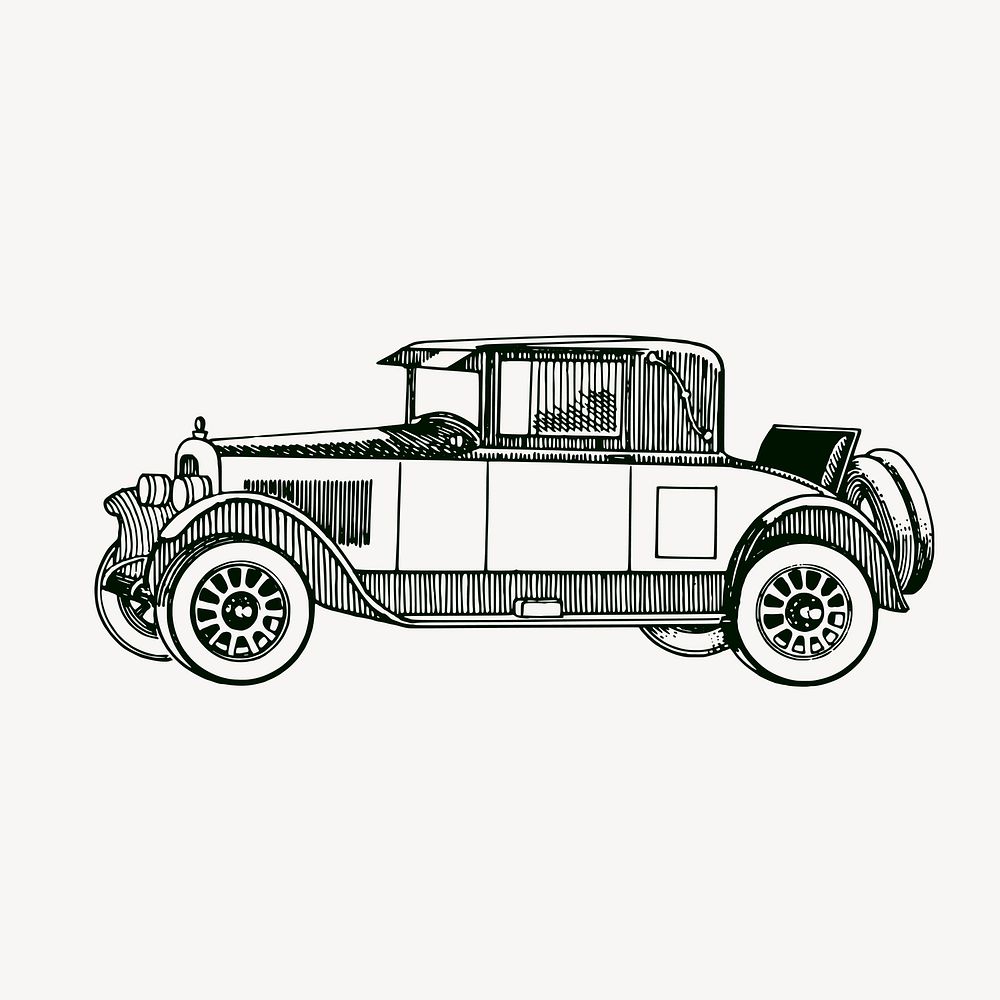 Classic car clipart, vintage vehicle illustration vector. Free public domain CC0 image.