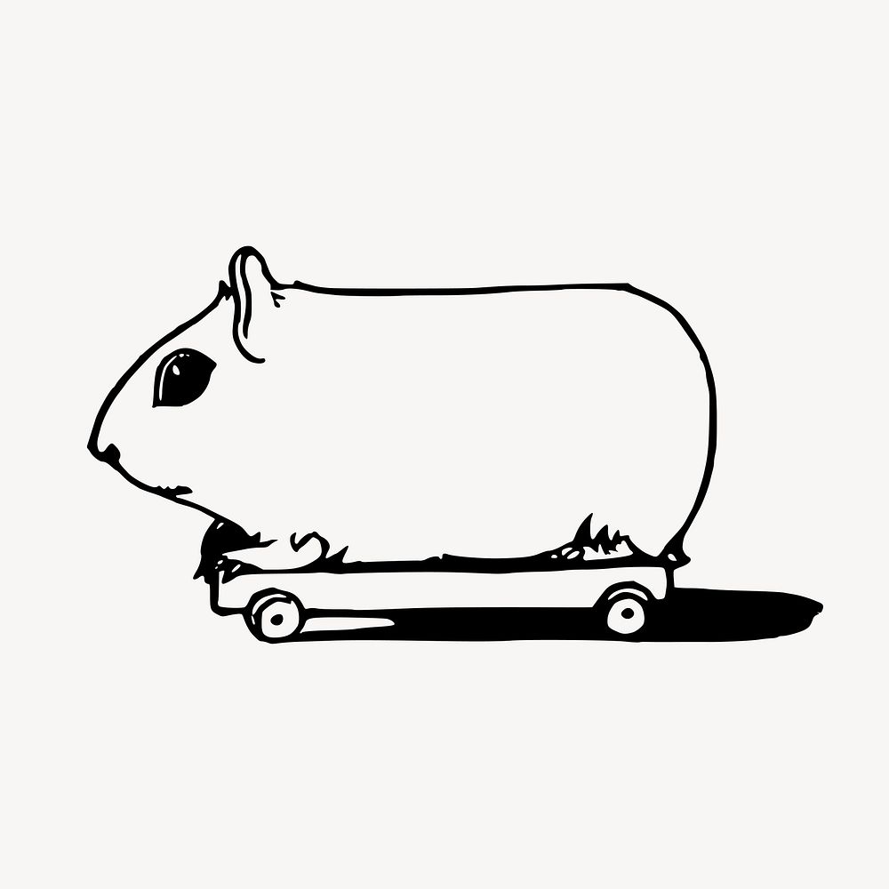 Cartoon guinea pig clipart, vintage animal illustration vector. Free public domain CC0 image.