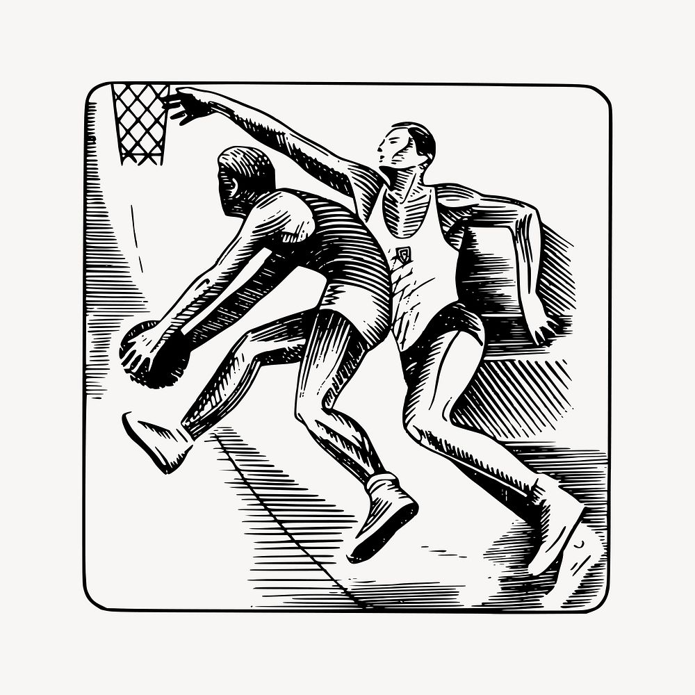 Basketball competition clipart, vintage sport illustration vector. Free public domain CC0 image.