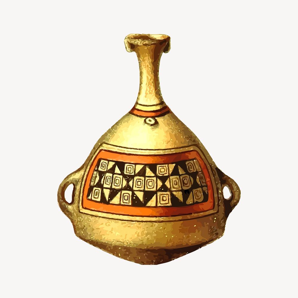 Ancient vase clipart, vintage object illustration vector. Free public domain CC0 image.