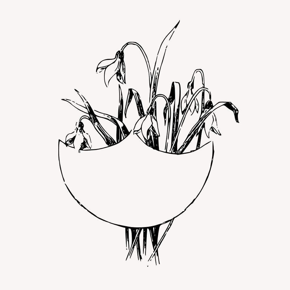 Snowdrop flower frame clipart, vintage illustration vector. Free public domain CC0 image.