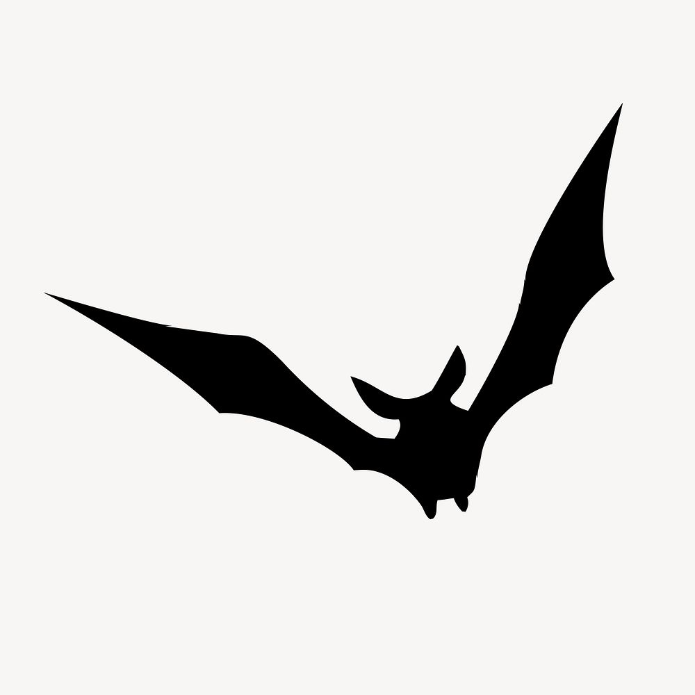 Silhouette flying bat clipart, animal illustration vector. Free public domain CC0 image.