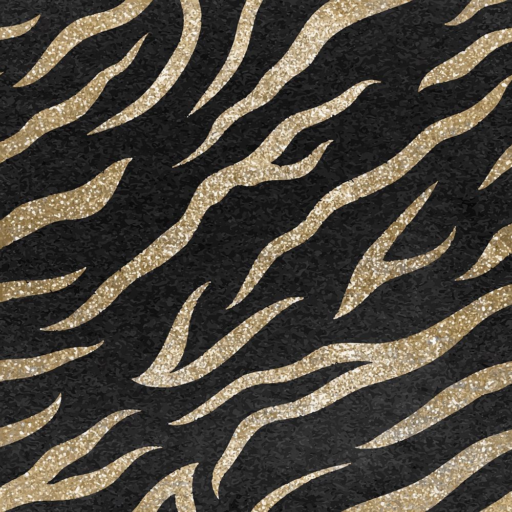 Tiger gold seamless pattern, abstract animal print background vector