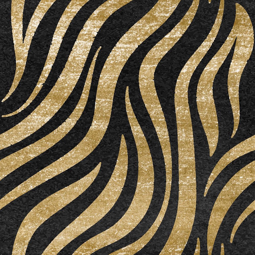 Zebra gold seamless pattern, animal print background vector