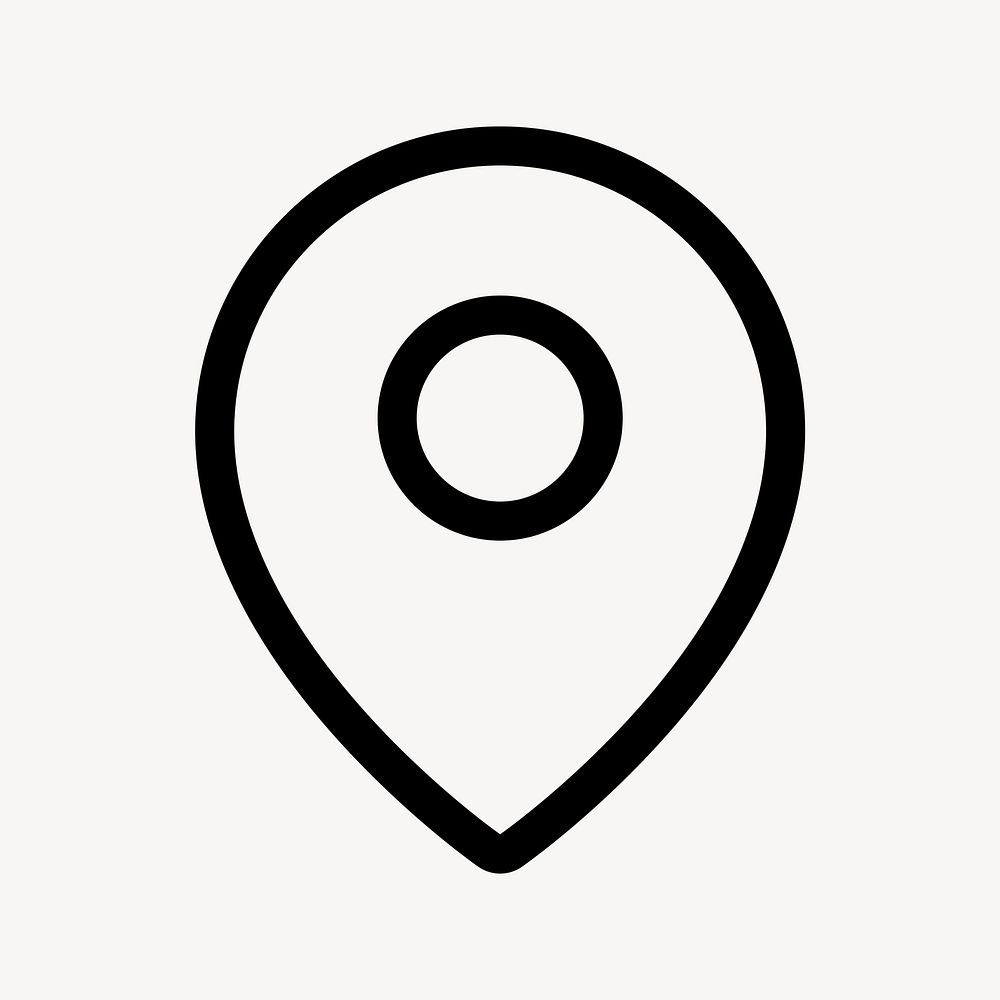Map pin outlined icon, for social media application psd