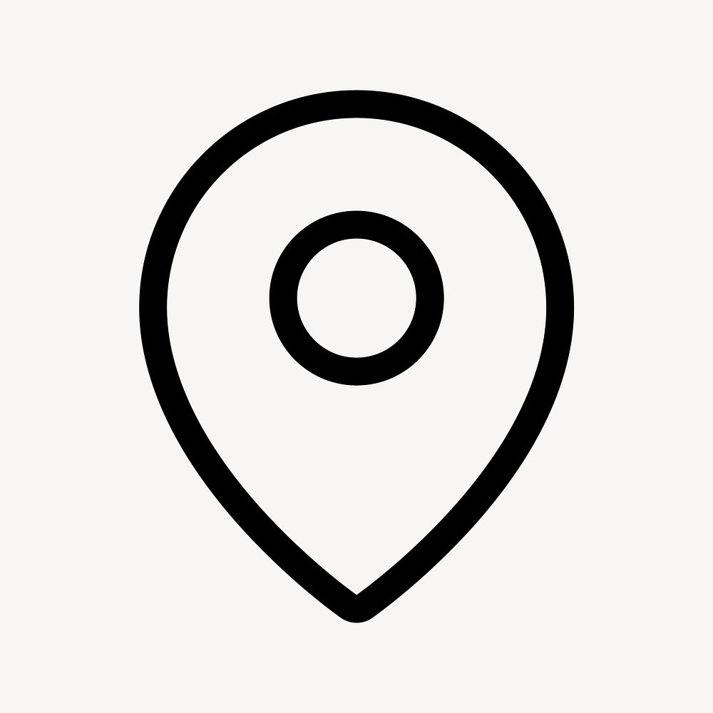 Location pin outlined icon, for social media app vector