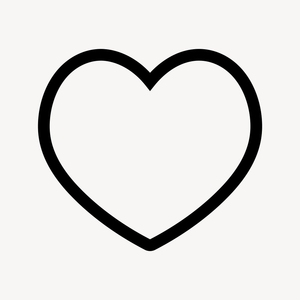 Outlined heart icon, for social media application psd