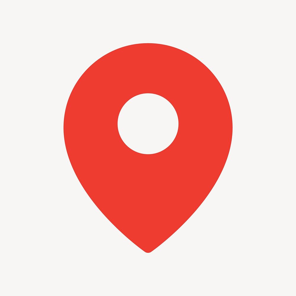 Red location pin colored icon, for social media app vector