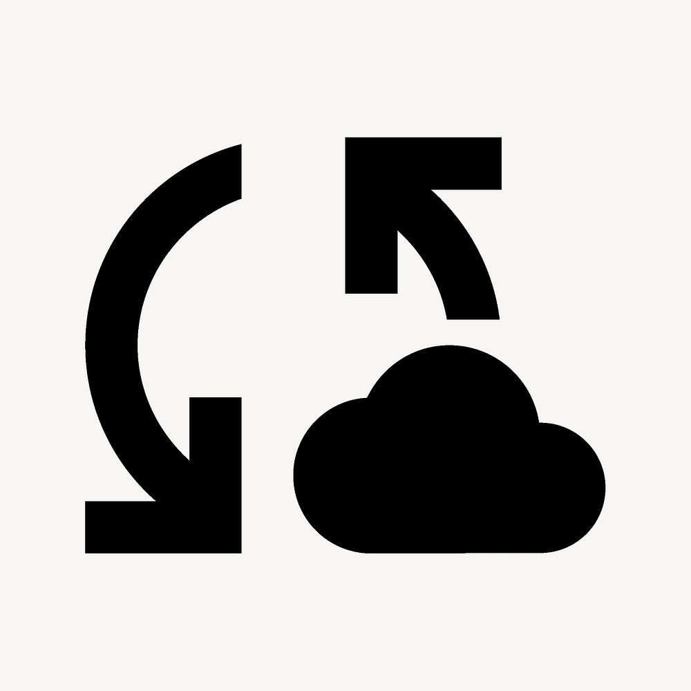 Cloud sync icon for apps & websites, filled black vector design