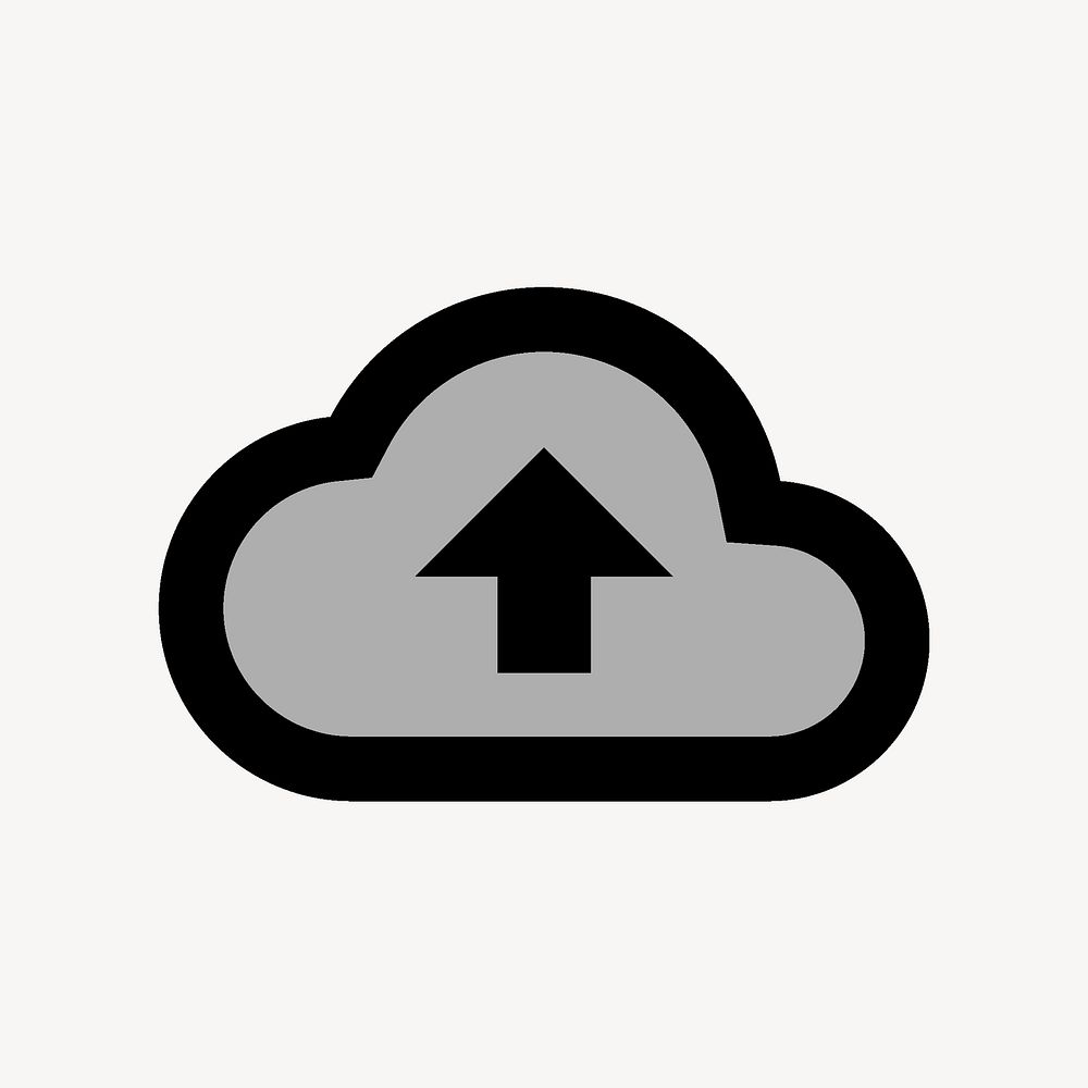 Cloud backup icon for apps & websites, two tone gray vector