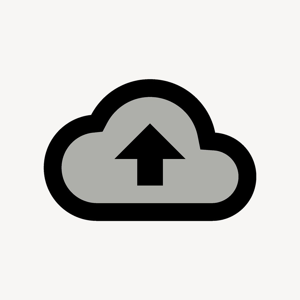 Cloud backup icon for apps & websites, two tone gray psd graphic