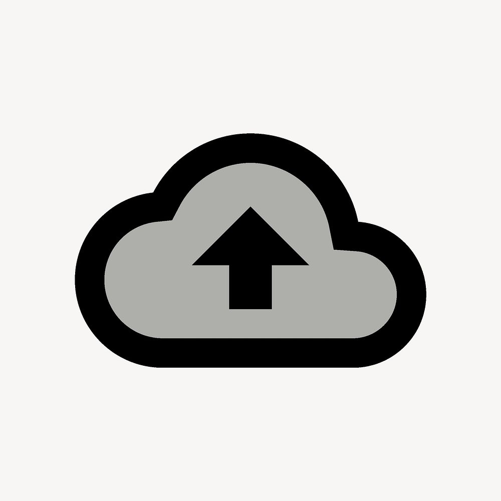 Cloud upload icon social media app, two tone gray psd graphic
