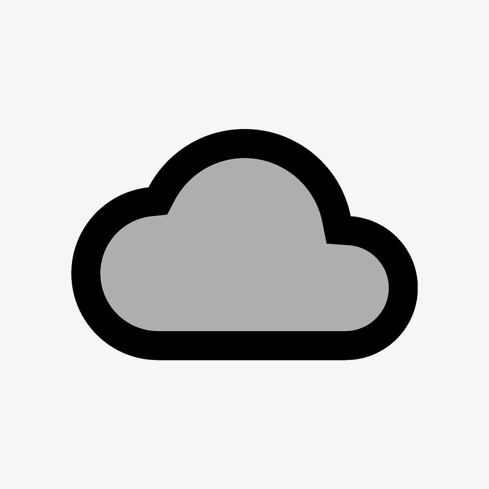 Cloud icon for apps & websites, two tone gray vector