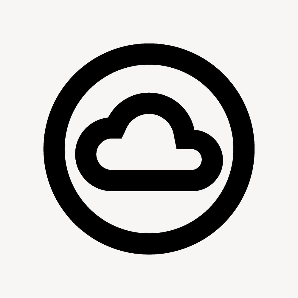 Cloud circle icon for apps & websites, outlined psd design