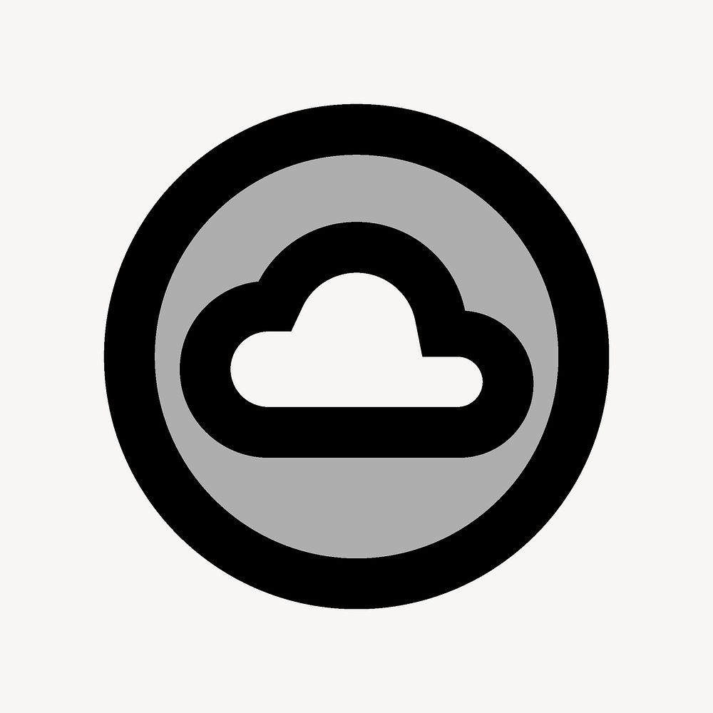 Cloud circle icon social media app, two tone gray vector