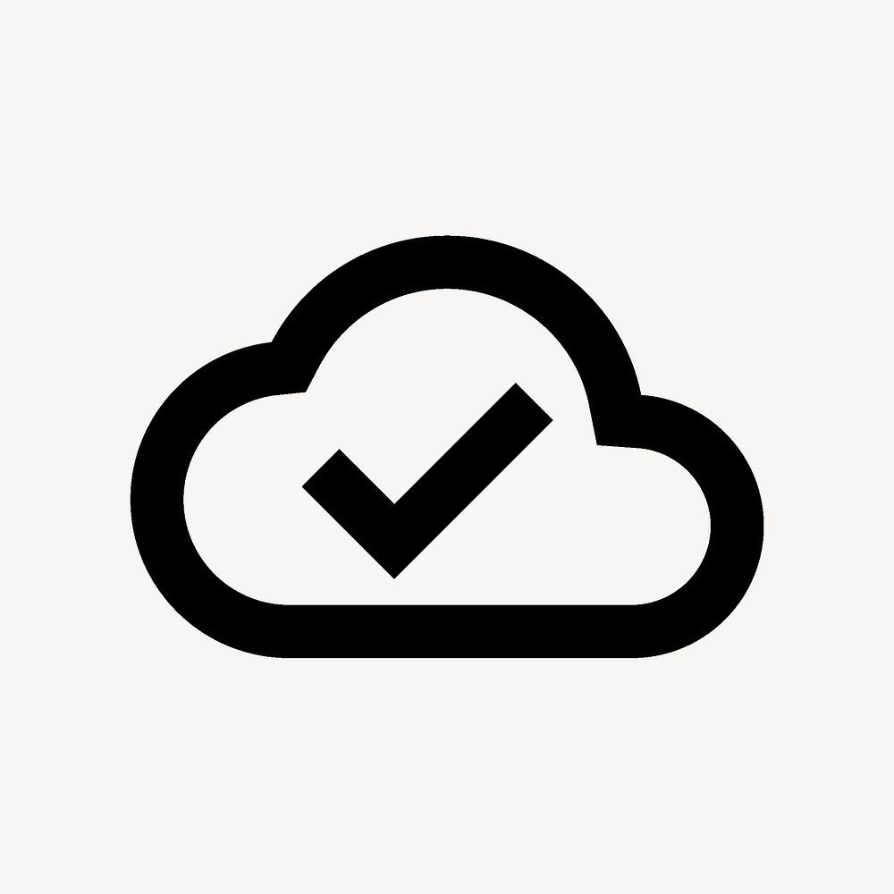 Cloud done icon for apps & websites, outlined vector design