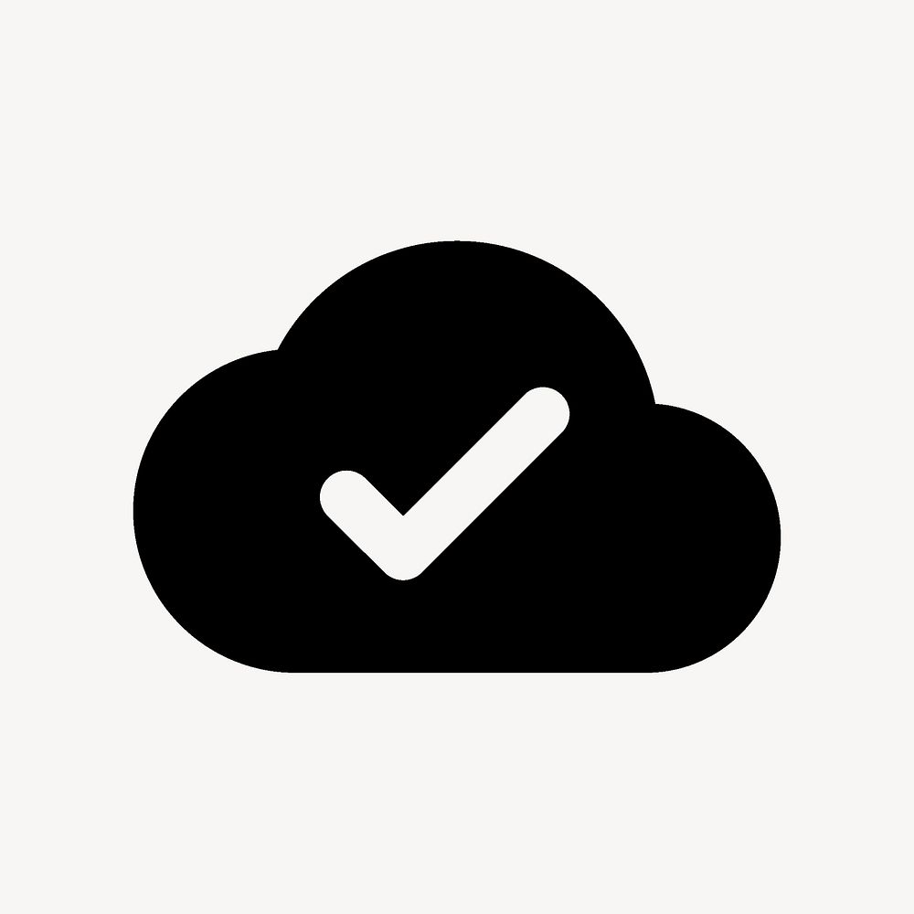 Cloud done icon for apps & websites, rounded psd design