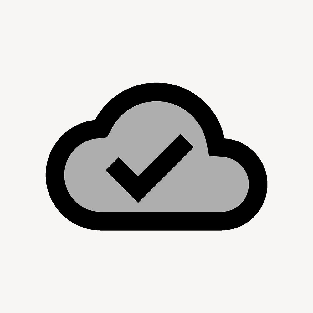 Cloud done icon for online storage, two tone gray vector