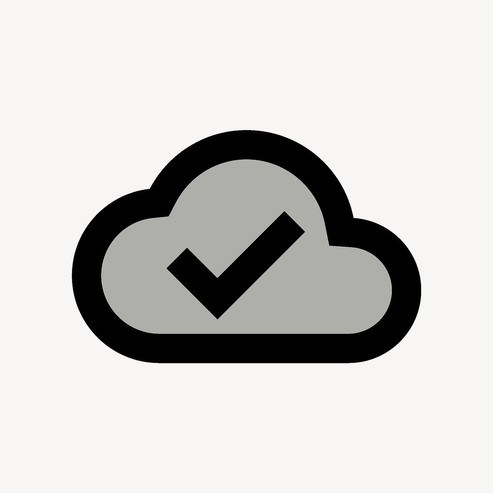 Cloud done icon for apps & websites, two tone gray psd graphic