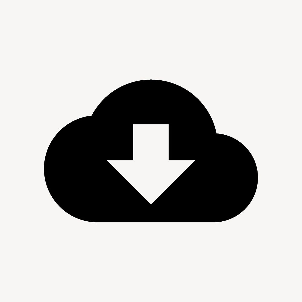 Cloud download icon for apps & websites, filled black vector design
