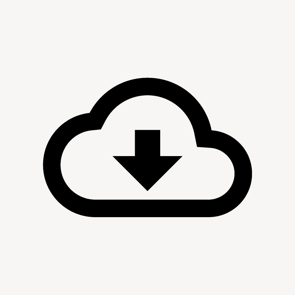 Cloud download icon for apps & websites, outlined vector design