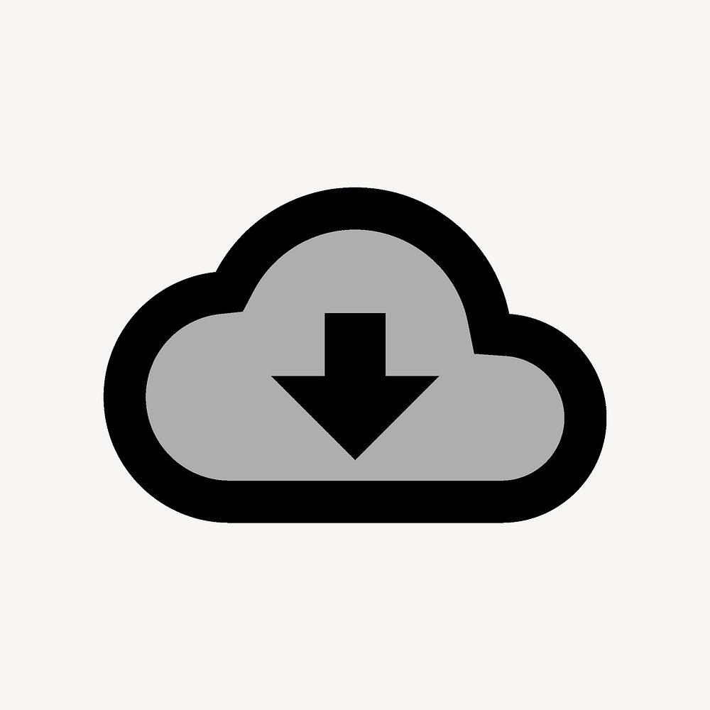 Cloud download icon for apps & websites, two tone gray vector