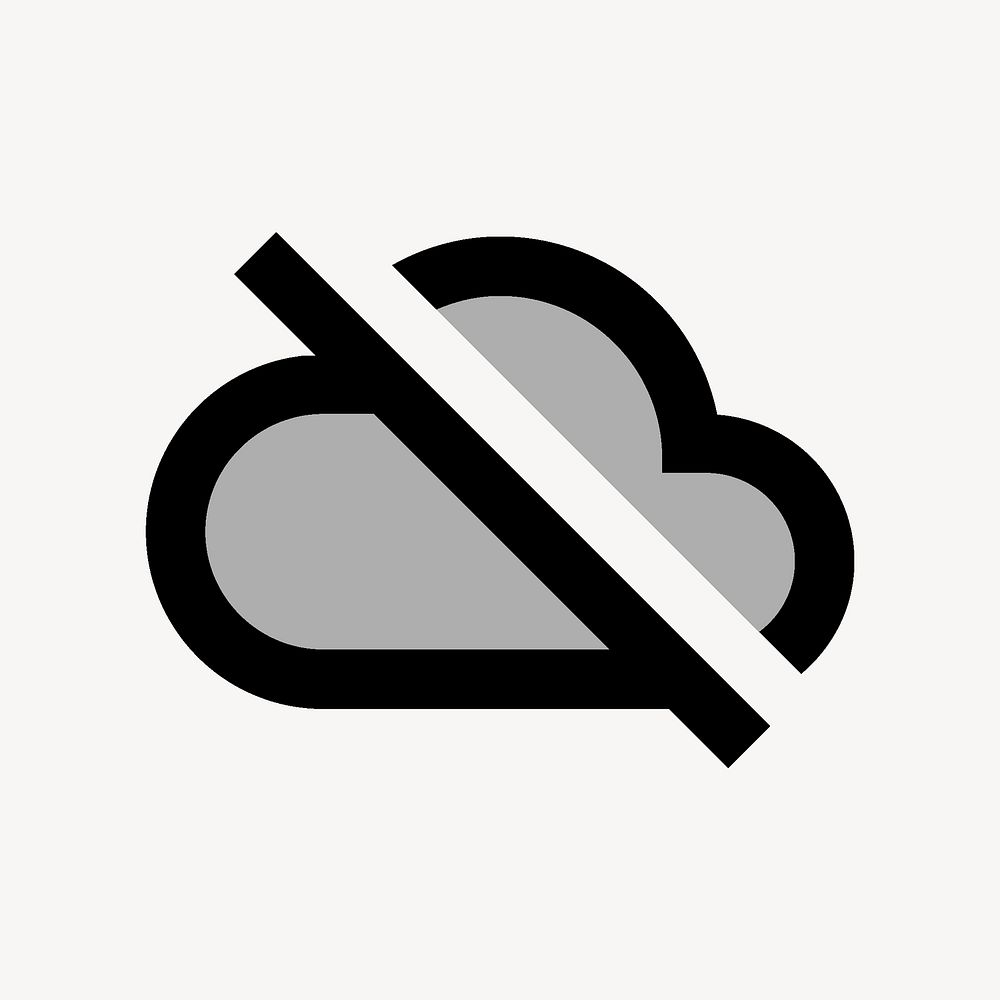 Cloud off icon for apps & websites, two tone gray vector