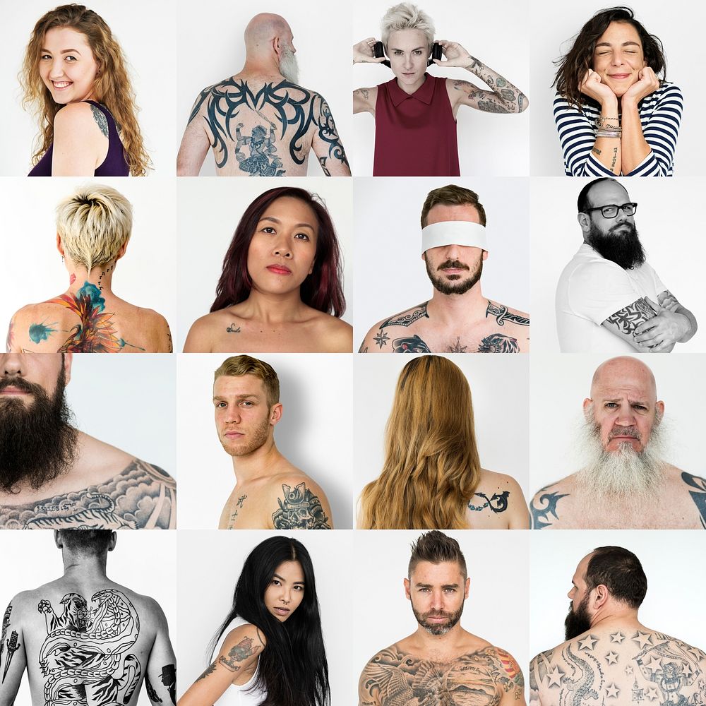 Collection of people with tattoo art