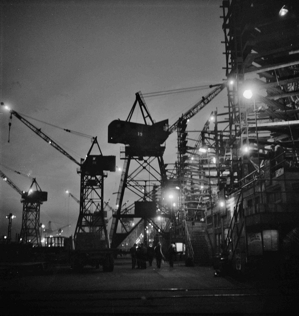 Monochrome of Bethlehem Fairfield Shipyards