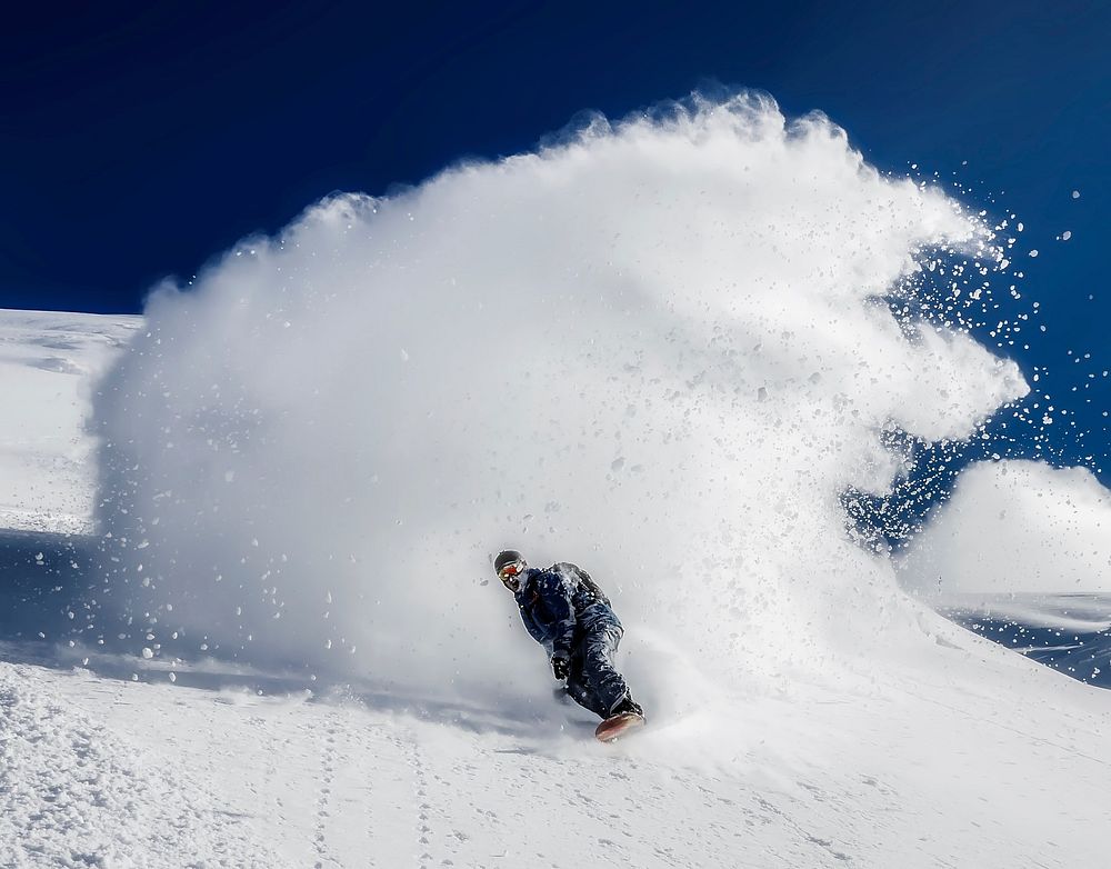 Free snowboarder in deep powder snow photo, public domain sport CC0 image.
