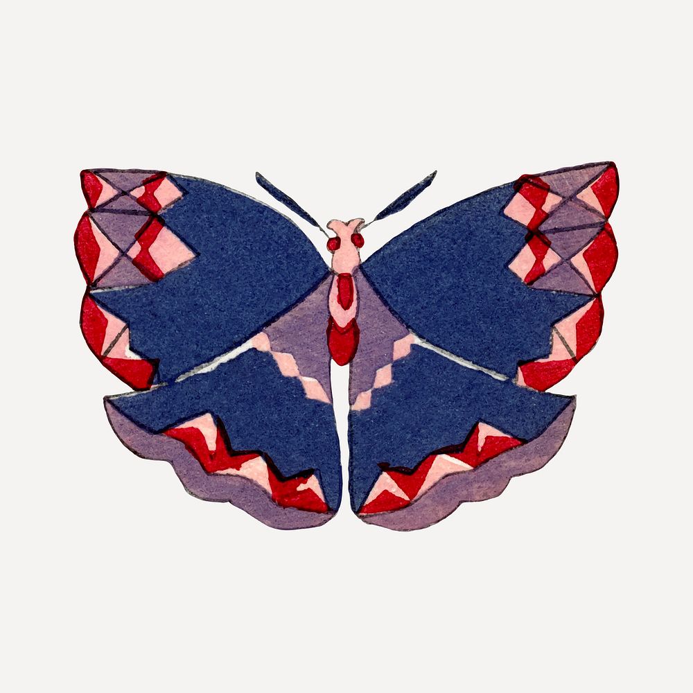 Moth collage element, Japanese woodcut, drawing illustration vector