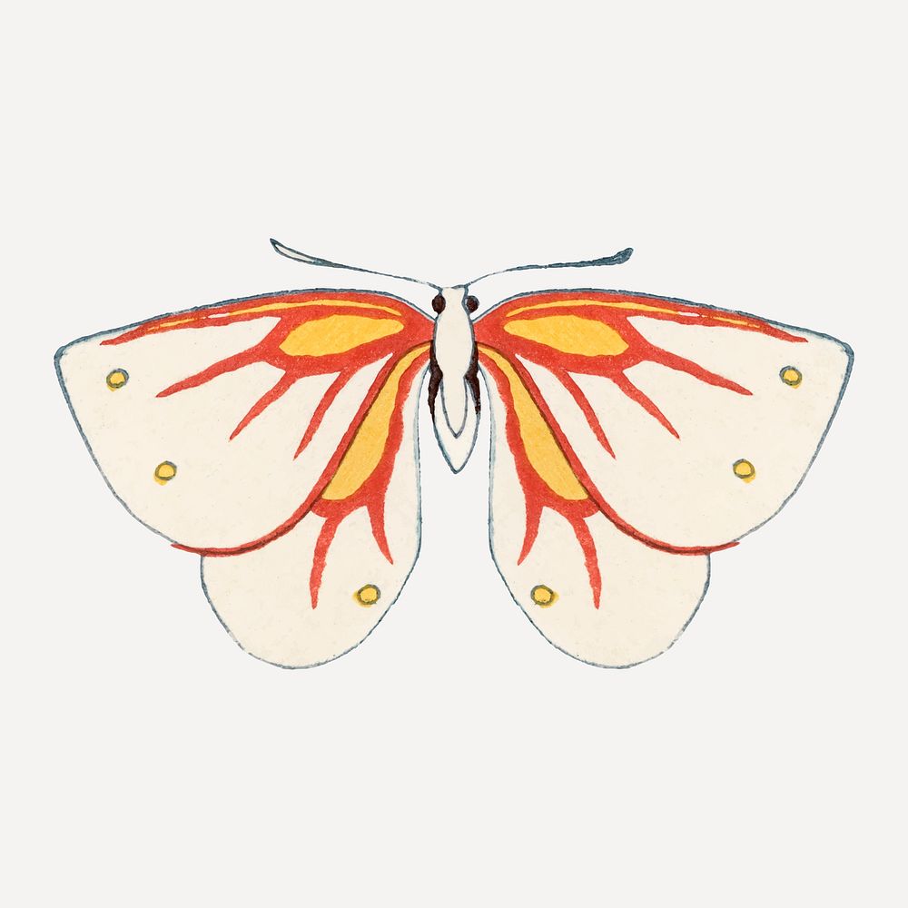Moth collage element, Japanese art, drawing illustration vector