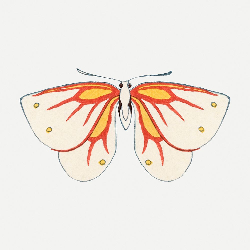 Butterfly collage element, Japanese art, drawing illustration psd
