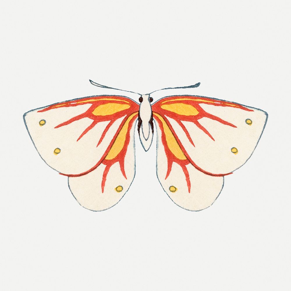 Butterfly collage element, Japanese art, drawing illustration psd