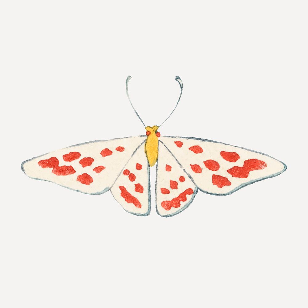 Moth collage element, Japanese decorative material vector
