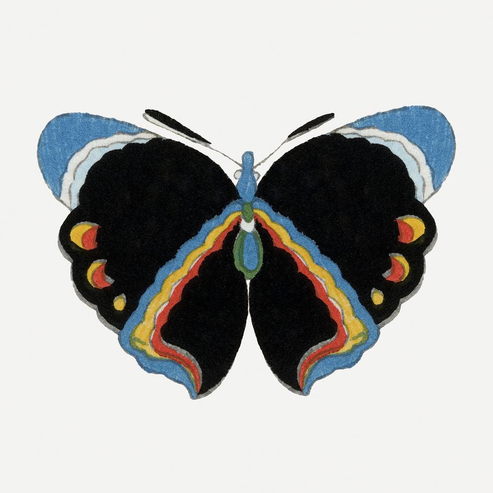 Vintage moth collage element, Japanese illustration psd