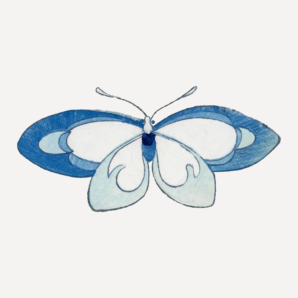Butterfly clipart, vintage Japanese design element vector