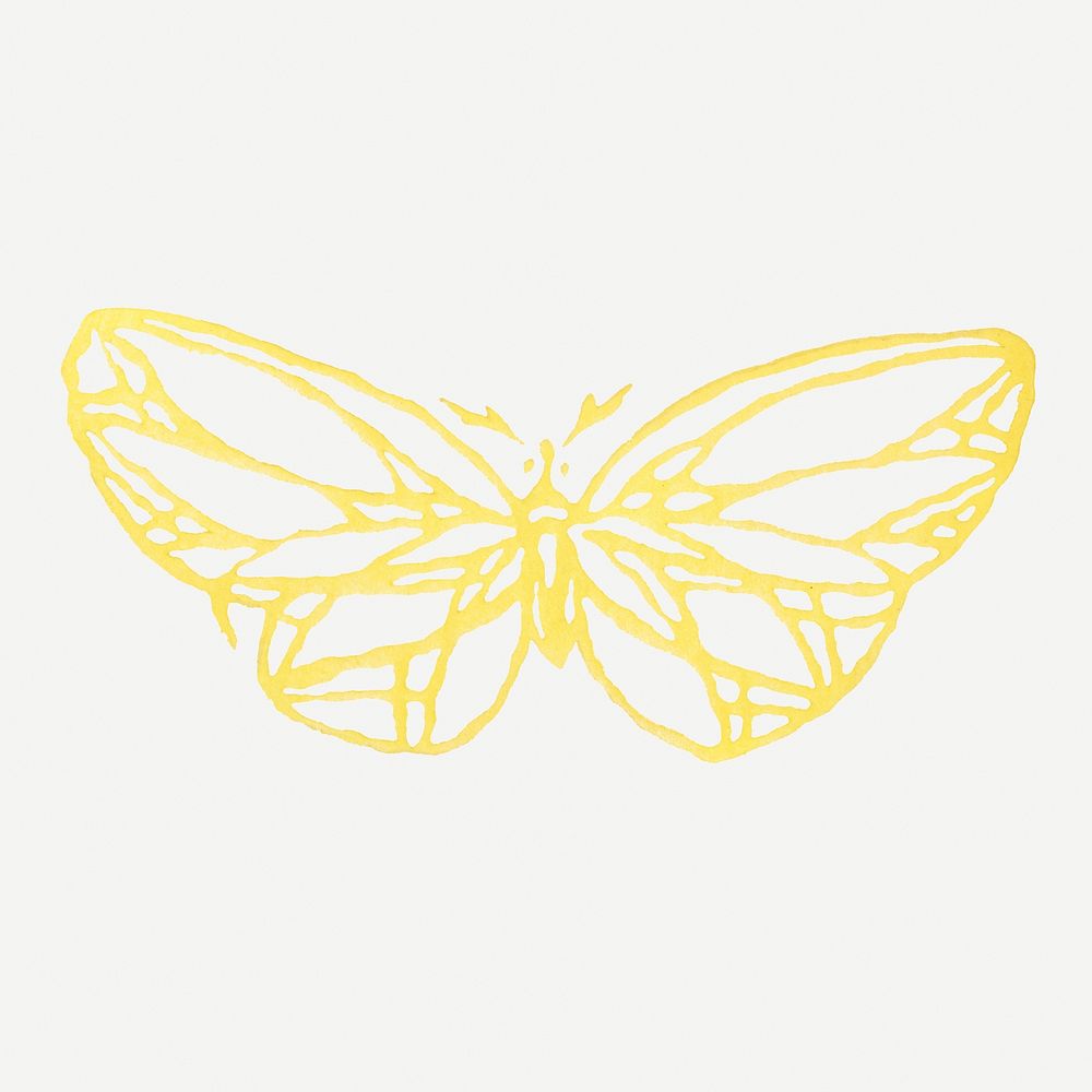 Japanese art, butterfly illustration, yellow design